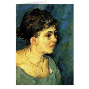 Cartão Van Gogh, Retrato de Mulher em Azul, Arte Antiga
