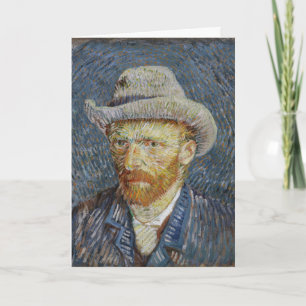 Cartão Van Gogh Self Portrait Grey Felt Hat Painting Art