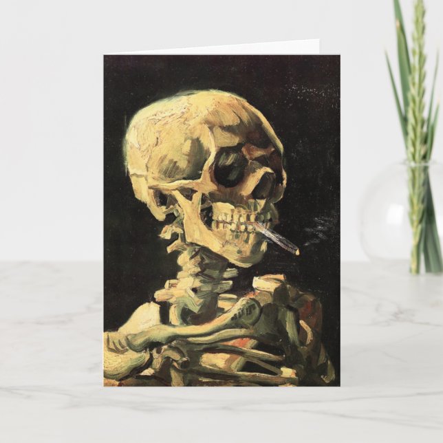 Cartão Van Gogh Skull com Carro de Saudação de Cigarro Qu (Frente)