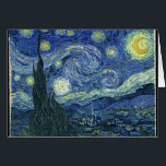 Cartão Van Gogh Starry Night<br><div class="desc">Sobre The Starry Night\ é um quadro do artista holandês poste-impressionista Vincent van Gogh. A pintura mostra a vista do lado de fora da janela da sala de saneamento à noite, embora tenha sido pintada da memória durante o dia. Desde 1941 está na coleção permanente do Museu de Arte Moderna...</div>