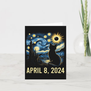 Cartão Van Gogh Starry Night Cat Total Eclipse Solar Apri