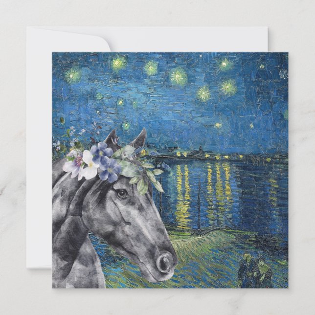 Cartão Van Gogh Starry Night e Black Horse Flat (Frente)