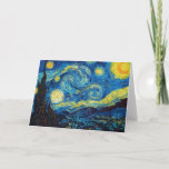 Cartão Van Gogh Starry Night Greeting<br><div class="desc">Cartão de saudação de Van Gogh Starry Night. A pintura mais famosa de Van Gogh, Starry Night mostra a vista da janela do quarto do artista no asilo no Santo Remy de Provence. Um belo céu noturno marcado por estrelas amarelas pulando sobre a igreja da vila abaixo, Starry Night é...</div>