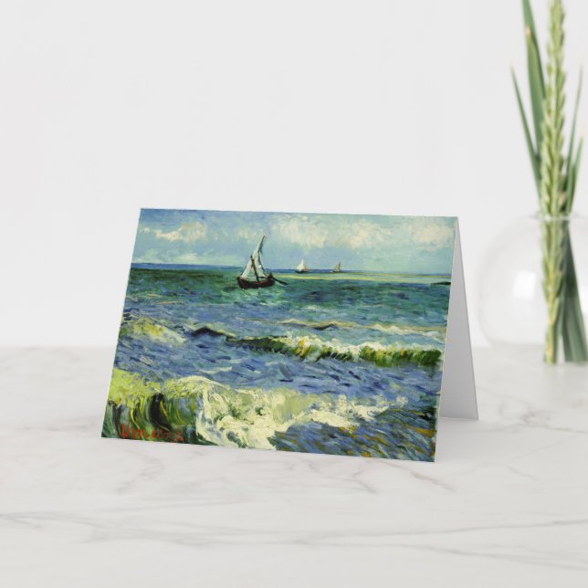 Cartão Van Gogh - Um Barco de Pesca no Mar (Frente)