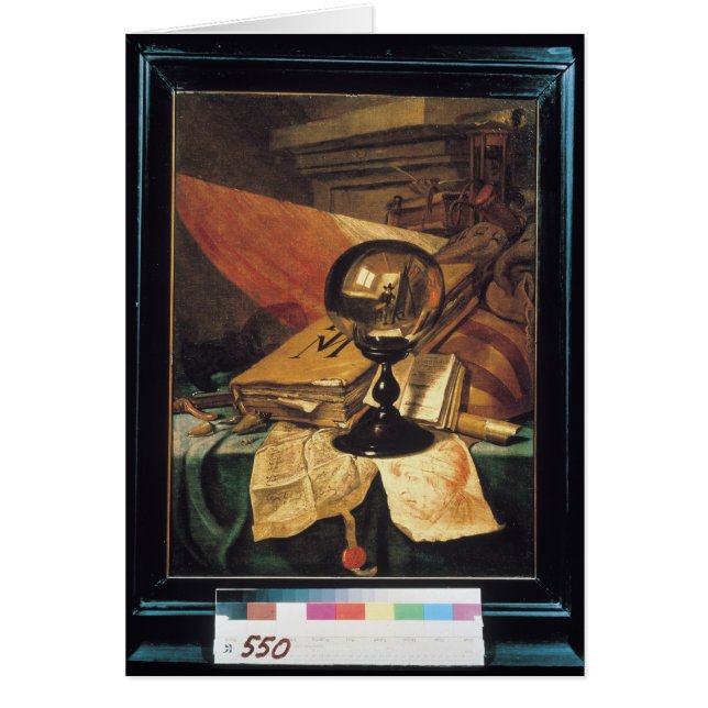 Cartão Vanitas com uma bola de cristal (Frente)