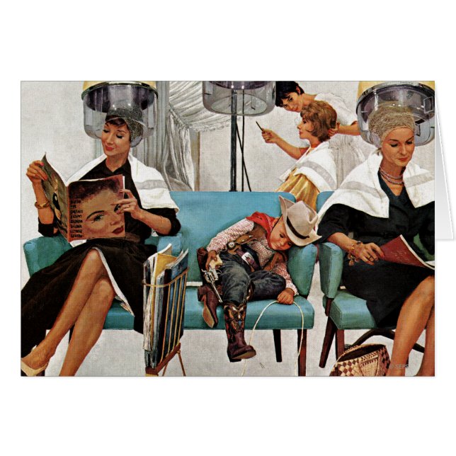 Cartão Vaqueiro adormecido no salão de beleza (Frente Horizontal)