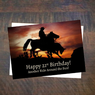 Cartão Vaqueiro do Rodeo Ocidental aniversário de 21 anos
