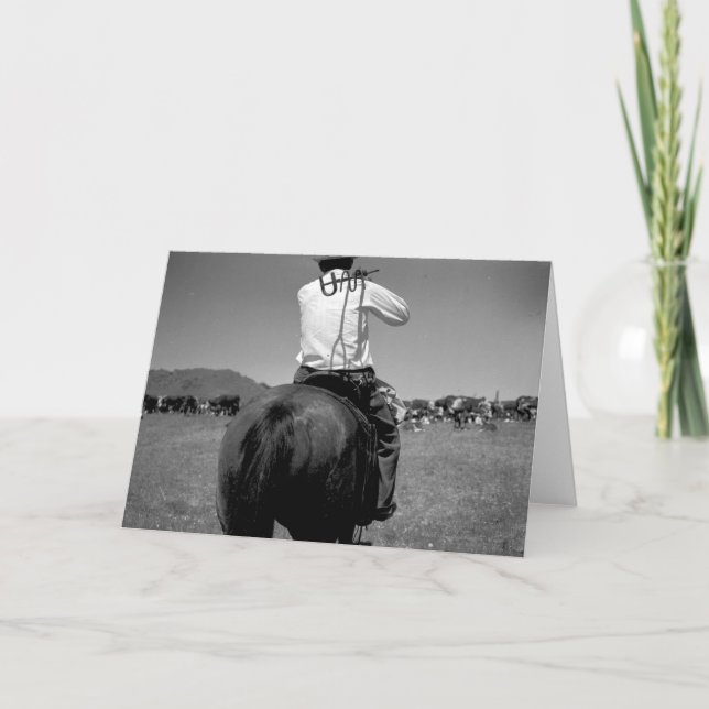 Cartão Vaqueiro em um cavalo com dois tipos (Frente)