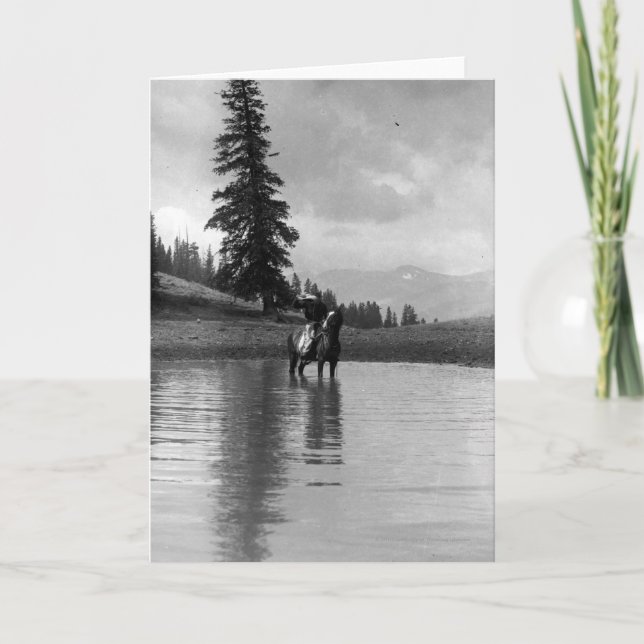 Cartão Vaqueiro em uma lagoa (Frente)