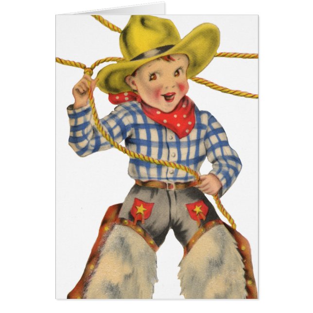 Cartão Vaqueiro pequeno com Lariat (Frente)