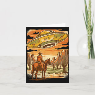 Cartão Vaqueiro Ufo Deserto Vintage Alienígena Ficção Cie