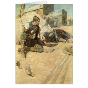 Cartão Vaqueiros Western Vintage, Hopalong por NC Wyeth