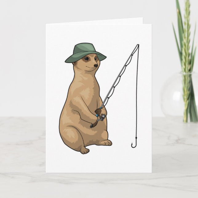 Cartão Vara de pesca de pescador de pesca de suricata (Frente)