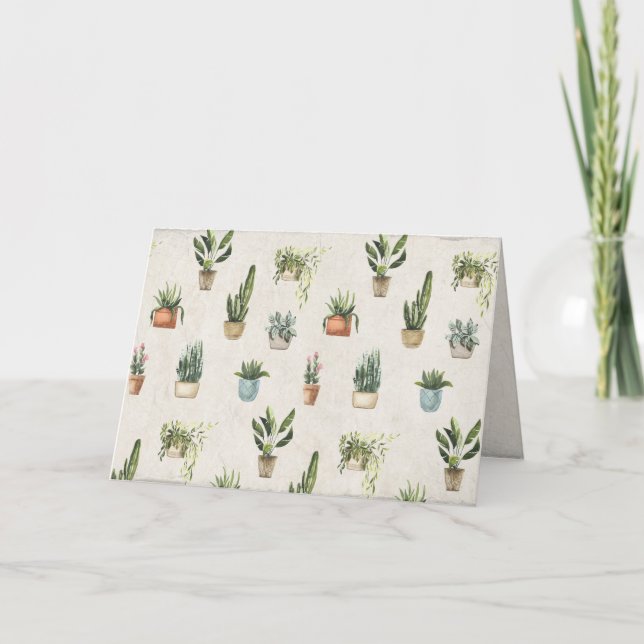Cartão variedade de plantas em vasos aquarela (Frente)