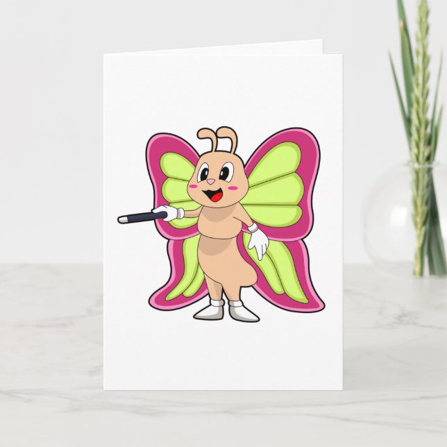 Cartão Varinha mágica de borboleta (Frente)