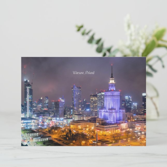 Cartão Varsóvia, fotografia de linha do horizonte Polônia (Em pé/Frente)