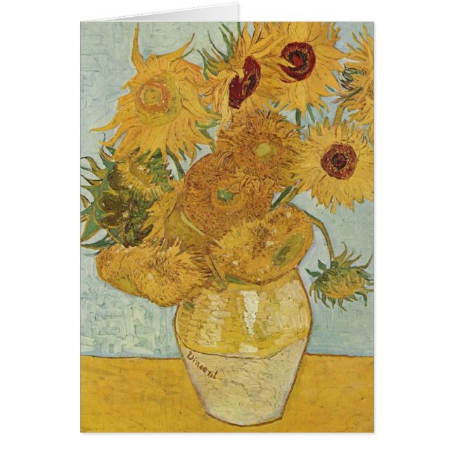 Cartão Vase com doze girassóis por Van Gogh (Frente)
