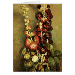 Cartão Vase com Hollyhocks por Vincent van Gogh