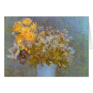 Cartão Vase com Lilacs, Daisies e Anemones por Van Gogh