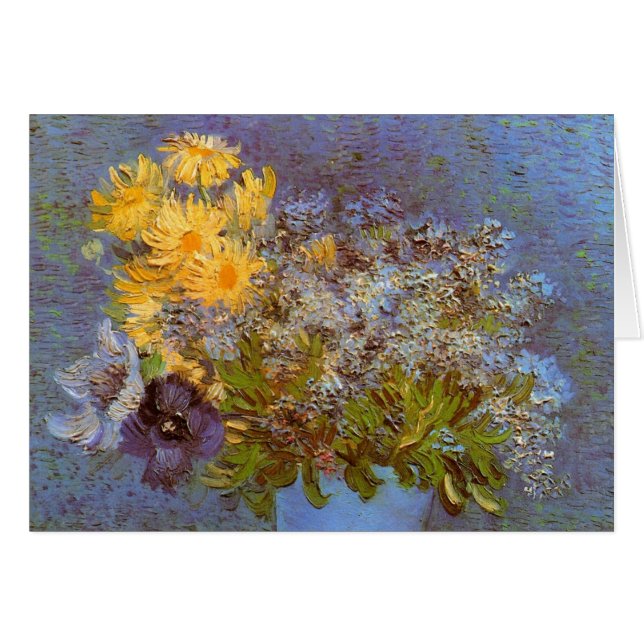 Cartão Vase com Lilacs e Daisies por Vincent van Gogh (Frente Horizontal)