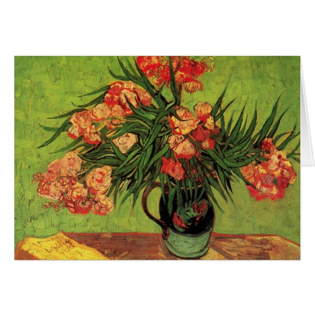 Cartão Vase com Oleanders e Livros de Vincent van Gogh (Frente Horizontal)