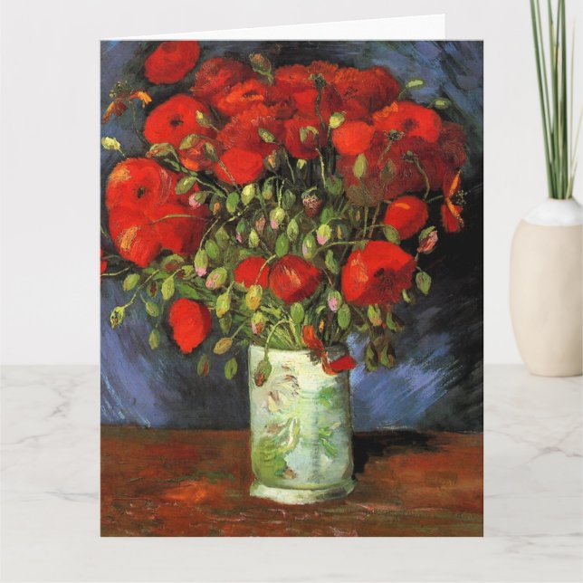 Cartão Vase com Poppies Vermelhos por Vincent Van Gogh (Frente)