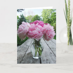 Cartão Vase of Pink Peonies