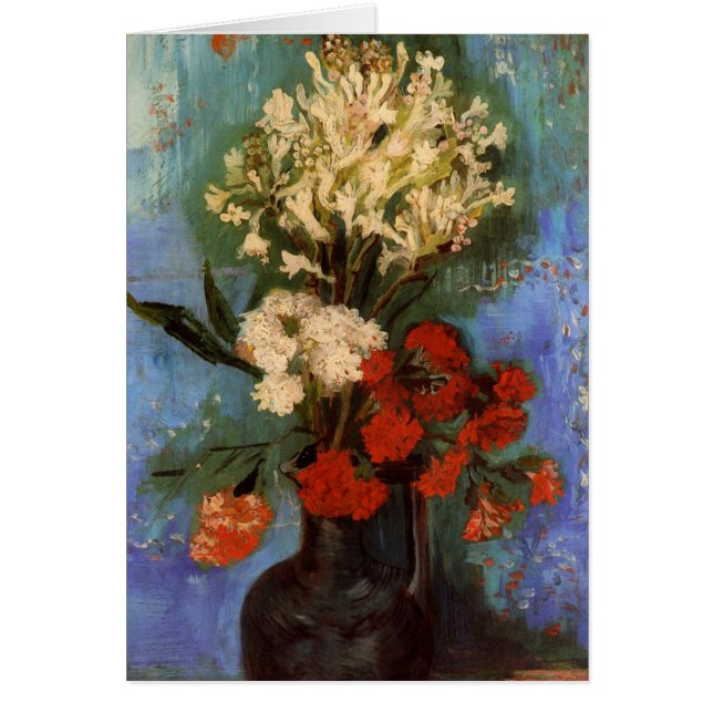 Cartão Vaso com Cravos de Vincent van Gogh (Frente)