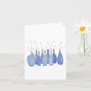 Cartão Vaso de Flor Cobalto Pintado à Mão Garrafa