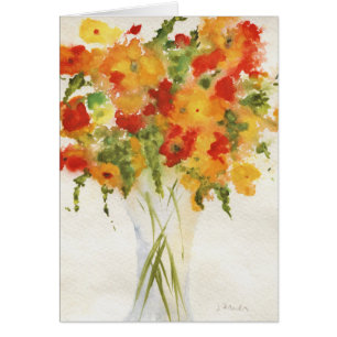 Cartão Vaso de Flor Laranja Amarelo