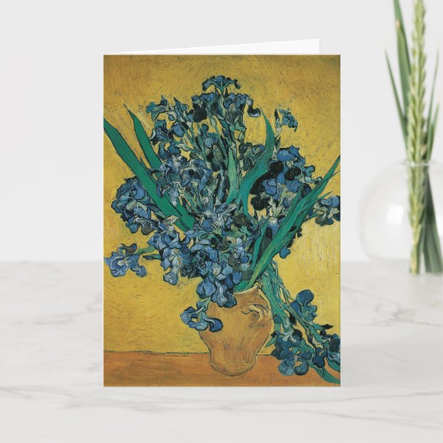 Cartão Vaso de Flores com Íris por Vincent van Gogh (Frente)