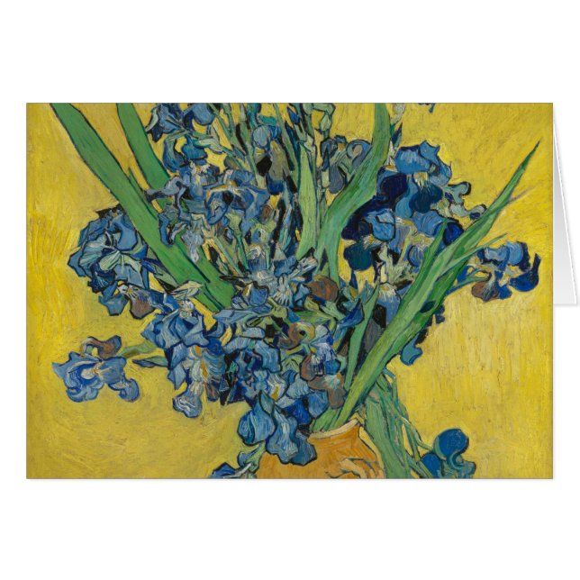 Cartão Vaso de Van Gogh com Íris Impressionismo Clássico (Frente Horizontal)