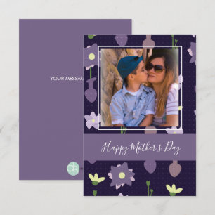 Cartão Vaso Florais Roxo Dia das Mães Feliz