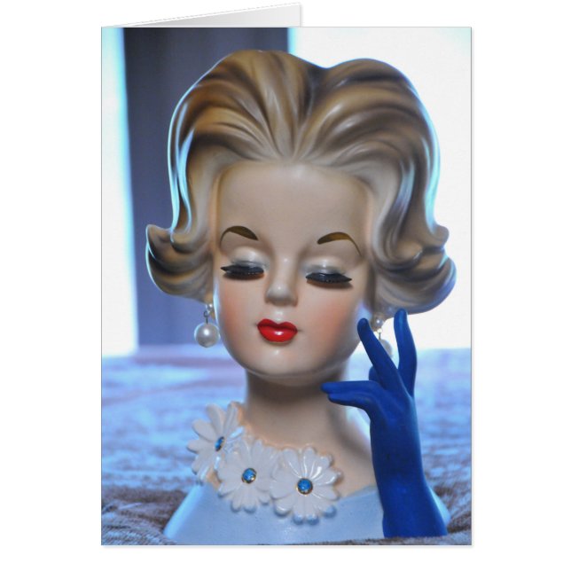 Cartão Vaso sofisticado da cabeça de flores da senhora (Frente)