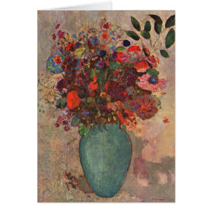 Cartão Vaso Turco por Odilon Redon, Arte de Flores Vintag