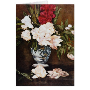 Cartão Vaso Vermelho de Peonies, flores de Edouard Manet