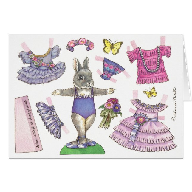 Cartão Vazio Aster Ballerina Papel Doll (Frente Horizontal)