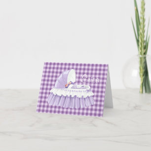 Cartão Vazio Bassinet Roxo Gingham
