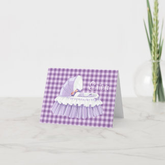 Cartão Vazio Bassinet Roxo Gingham