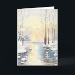Cartão vazio da cena da neve<br><div class="desc">Aguarela original por Gina Comelli Locke</div>