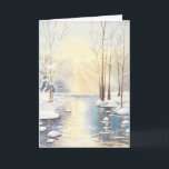 Cartão vazio da cena da neve<br><div class="desc">Aguarela original por Gina Comelli Locke</div>