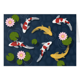 Cartão Vazio da lagoa de peixes de Koi do japonês