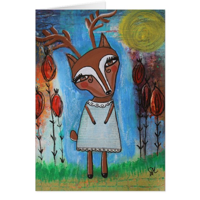 Cartão vazio da menina dos cervos (Frente)