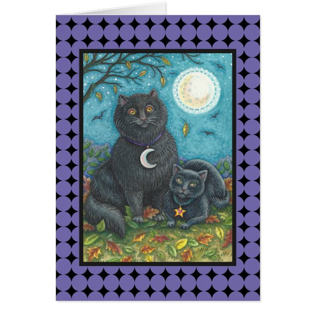 CARTÃO VAZIO DA PLACA DE GREETING DE GATOS PRETO E DE BUB (Frente)