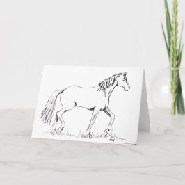 Cartão Vazio de Desenho de Tinta Trotting em Cavalo
