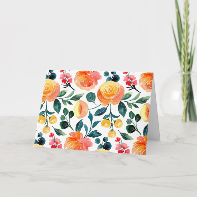 Cartão Vazio de Flores de Laranja Amarelo-Russo (Frente)