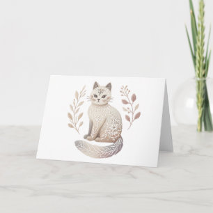 Cartão Vazio de Gato de Boho Elegante Design boho minimal