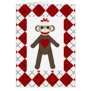 Cartão vazio do amor do macaco da peúga de Argyl