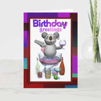 Cartão Vazio do barman do aniversário do Koala dos