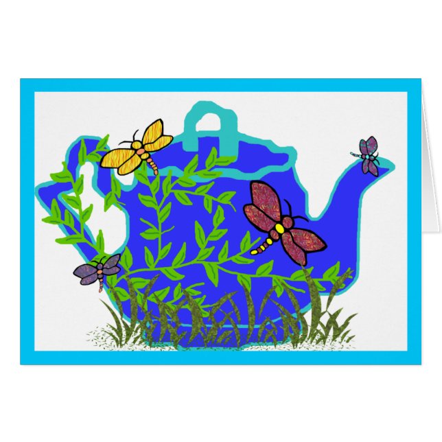 Cartão vazio do bule da libélula (Frente Horizontal)